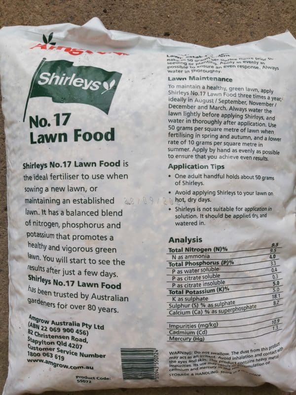 Shirleys No. 17 lawn food 5kg Camden Nurseries